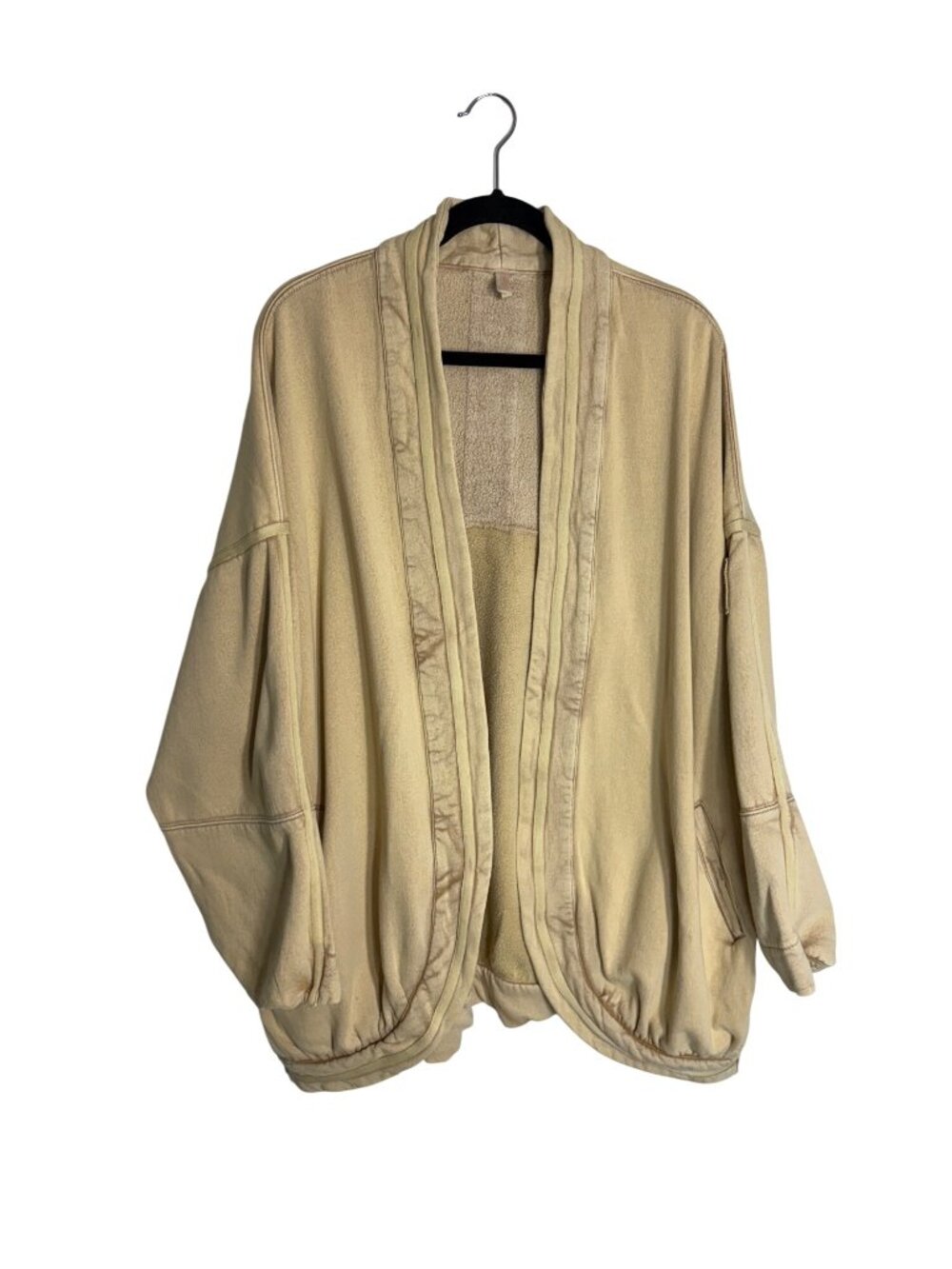 Free People Movement Oversized Beige Cotton Kimono-Style Jacket With Pockets-XL